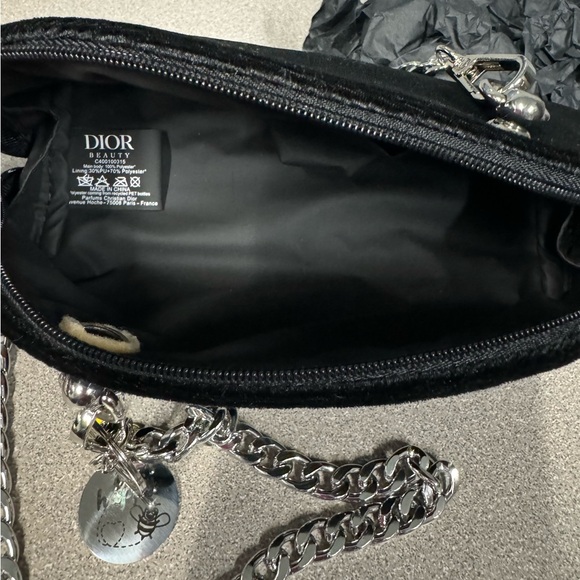 DIOR Velvet Black Crossbody Handbag chain Purse Evening Bag/makeup - Picture 12 of 16